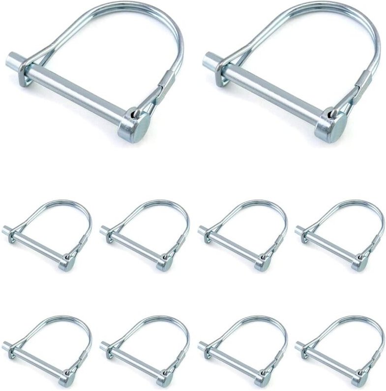 10 Stück D-förmiger Sicherungsstift, Sicherheitsstift aus verzinktem Kohlenstoffstahl für Garten-Rasenanhänger – 6 x 50 ...