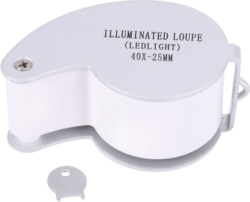 Tlily - Juwelierlupe mit Glaslinse, 40 x 25 mm, mit led, silberfarben