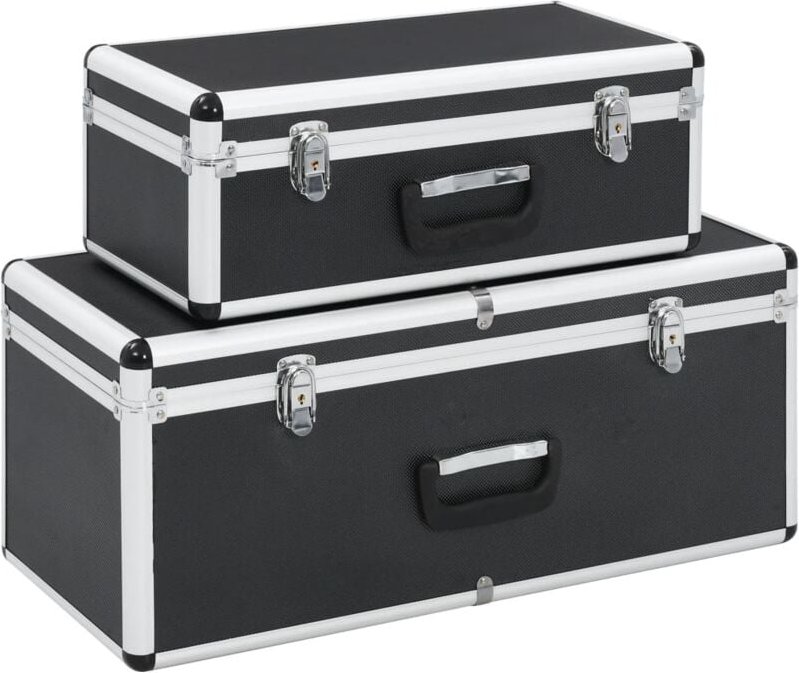 Aufbewahrungskoffer 2 Stk. Schwarz Aluminium - Vidaxl