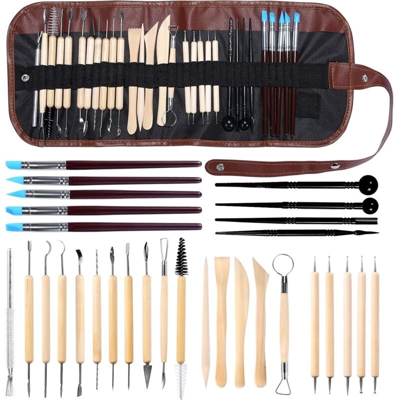Formwerkzeugset, 30-teilig, Schnitzwerkzeuge, Ton- und Keramikmodellierwerkzeuge, mit Aufbewahrungstasche, geeignet für ...