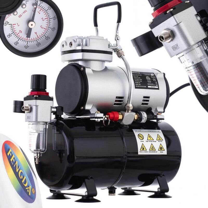 Luftbürstenkompressor mit 3-Liter-Flasche, leises, ölfreies Filtermodell