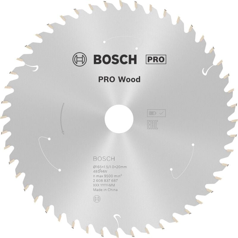 Pro Wood cordless Kreissägeblatt, 165 x 1,5 x 20 mm, T48 - Bosch