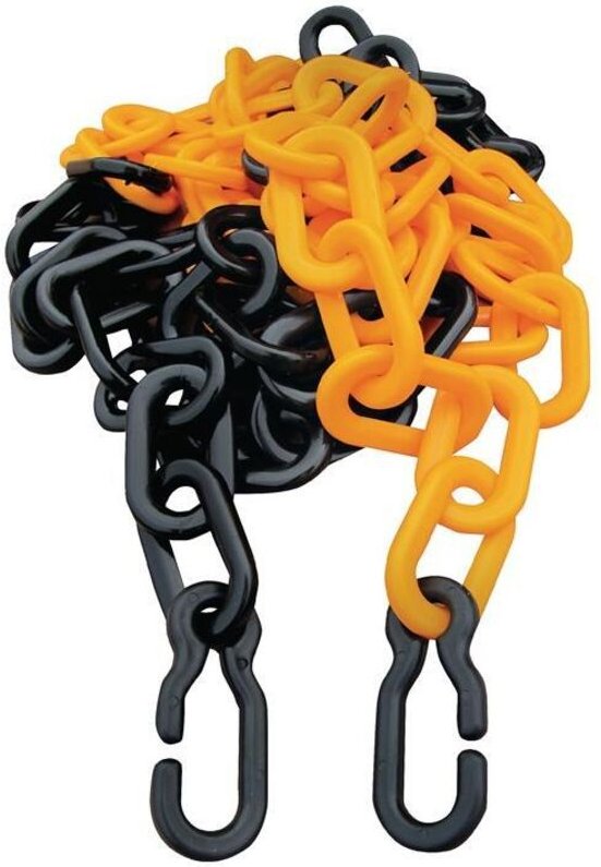 Absperrkette PP gelb/schwarz 9 mm Länge 3 m mit 2 Universalhaken