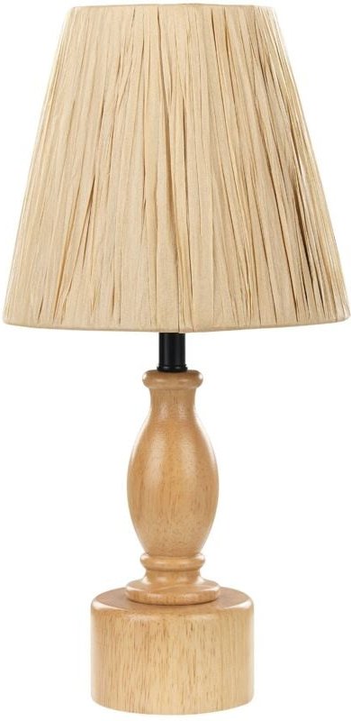 Tischlampe Hellbraun Eichenholz 41 cm Papierschirm Kegelform Natürlich Langes Kabel mit Schalter Modern Rustikal Beleuch...