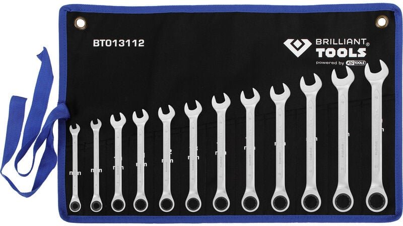 Brilliant Tools - Ringmaulschlüsselsatz mit Ratsche 8-19 mm, 12-teilig