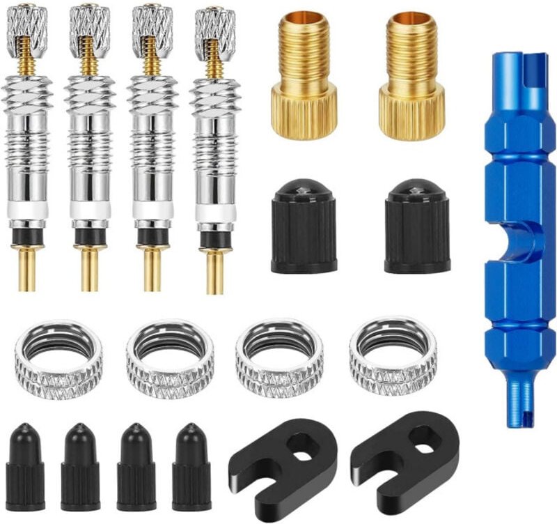 Csparkv - 19 Stück Presta-auf-Schrader-Ventiladapter, Fahrrad-Presta-Ventil-Adapter, Konverter, Presta-Ventilkappe und