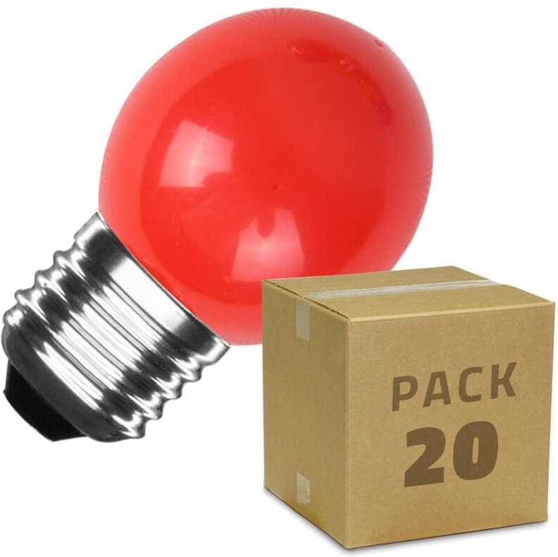 Efectoled - 20er Pack LED-Glühbirnen E27 3W 300lm G45 Einfarbig Grün