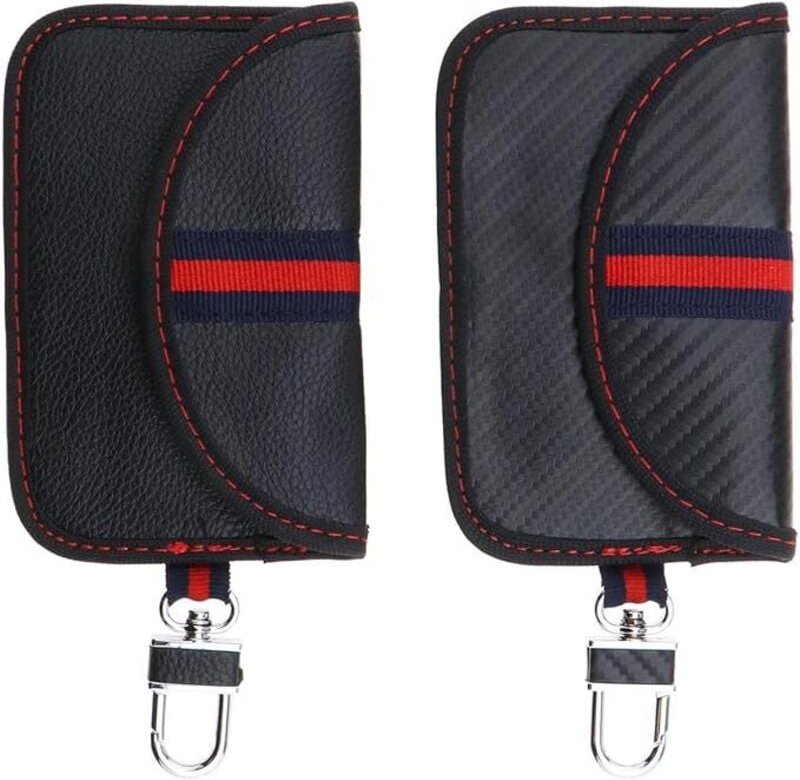 Lntyq - 2 Stück schwarze Anti-Diebstahl-Autoschlüssel-Schutztasche aus Kohlefaser