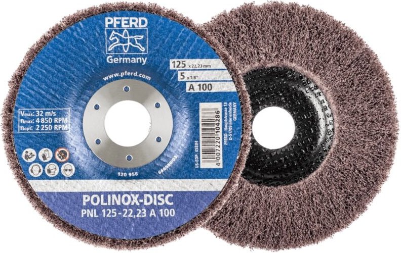 FP - pferd polinox Vlies-Schleifdisc pnl ø 125 mm Bohrung-Ø 22,23 mm A100 für Feinschliff und Finish