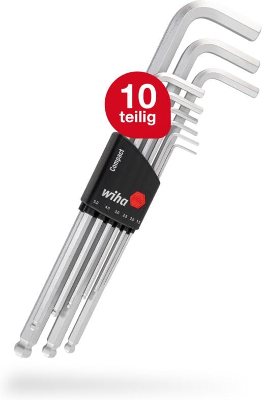 Innensechskant Schlüssel Satz 9-tlg (01418) i Stiftschlüssel Set mit Kugelkopf für Winkel bis zu 25 Grad i Sechskantschl...