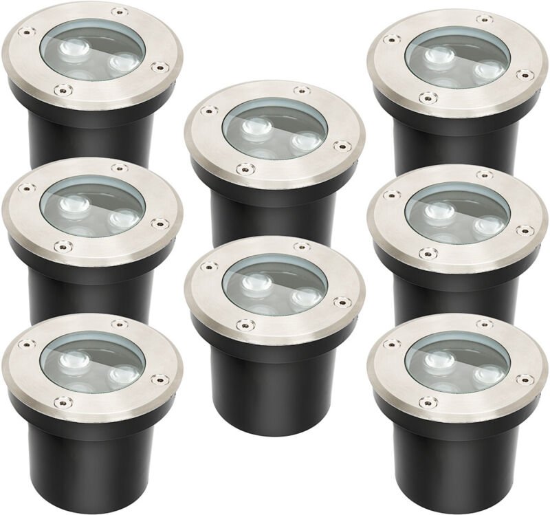 8x 3W Bodenleuchte IP67 led Leuchte Bodeneinbaustrahler Bodenstrahler Boden