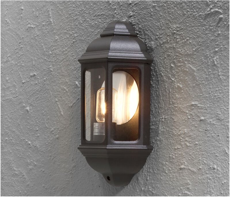 Konstsmide - Außen Wandlaterne cagliari, Halbschale im Landhausstil, Schwarz, Höhe 36cm