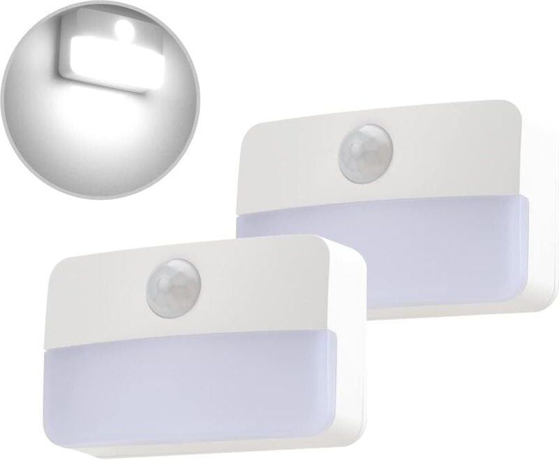 Nachtlicht mit Bewegungssensor, Sensorlicht, 2 LED-Schrankleuchten, batteriebetriebene Akzentlampe, Kaltweiß