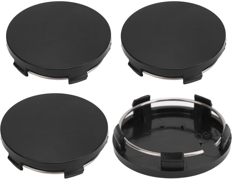 Zoternen - 4 Stück 60 mm Auto-Radkappen mit Eisenring, universelle, stilvolle schwarze Radkappe für Fahrzeuge