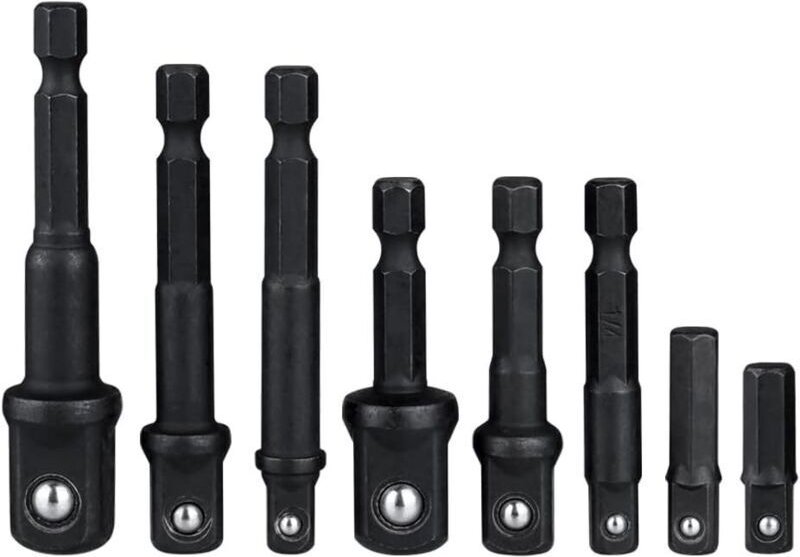 8-teiliges Schnellwechsel-Set mit 1/4"-Sechskantschaft-Steckschlüsseladaptern (1/4", 1/2", 3/8"), Bohrmaschinenadapter-K...