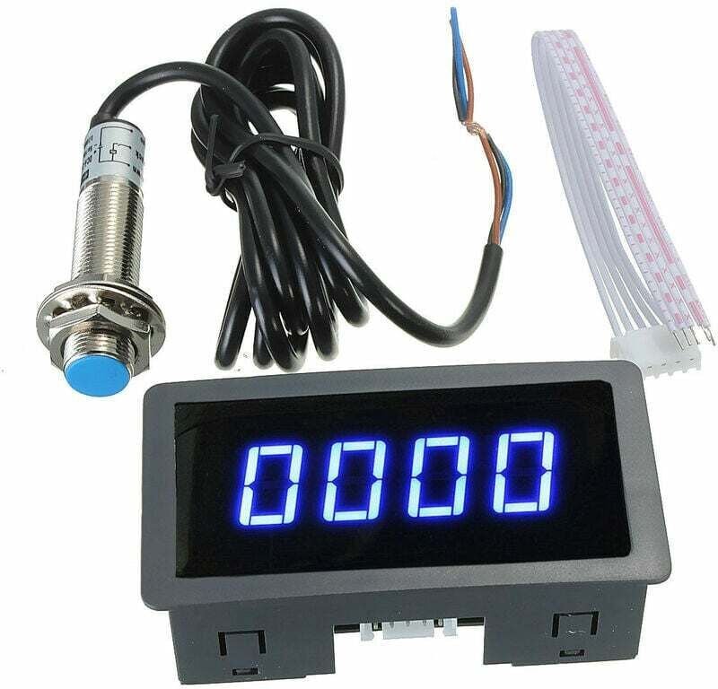 Blau 4 LED Digital Tachometer Tachometer + Hall Näherungsschalter Sensor