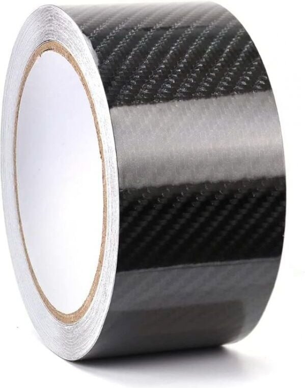 ZVD - Schwarze selbstklebende Carbonfolie 5cm x 1000cm Schutzfolie für Auto/Fahrrad/Motorrad - 5 x 1000 cm