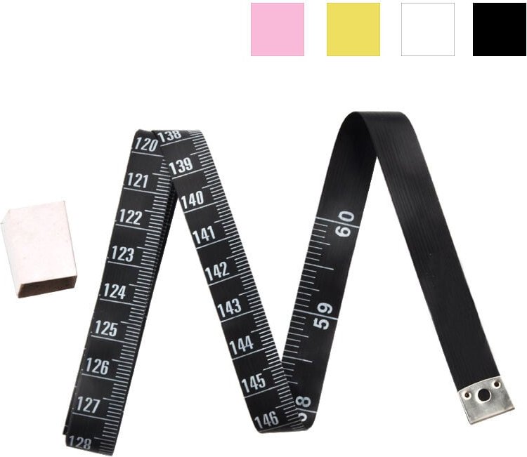 Jn.songs - Schneider Maßband, 150cm Massband 2 in 1 mit cm und Inch Teilung für Körpermaße - Schwarz