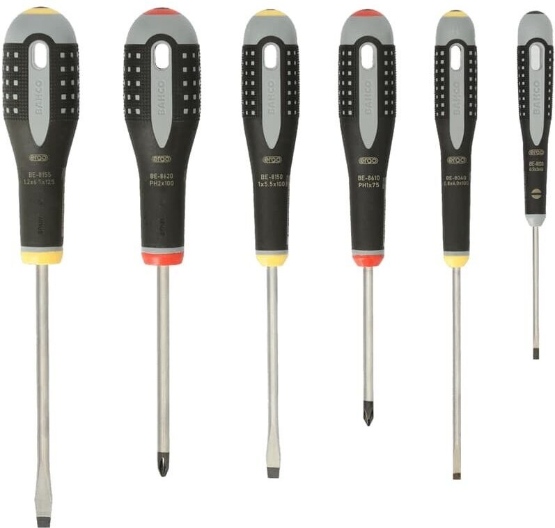 Bahco - Ergo Werkstatt Schraubendreher-Set 6teilig Schlitz, Kreuzschlitz Phillips
