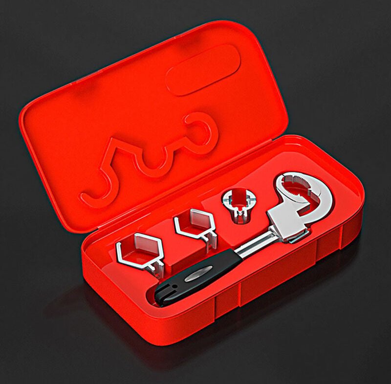 Universeller verstellbarer Doppelmaulschlüssel, multifunktionaler Badezimmerschlüssel, 80-mm-Halbmondschlüssel mit offen...