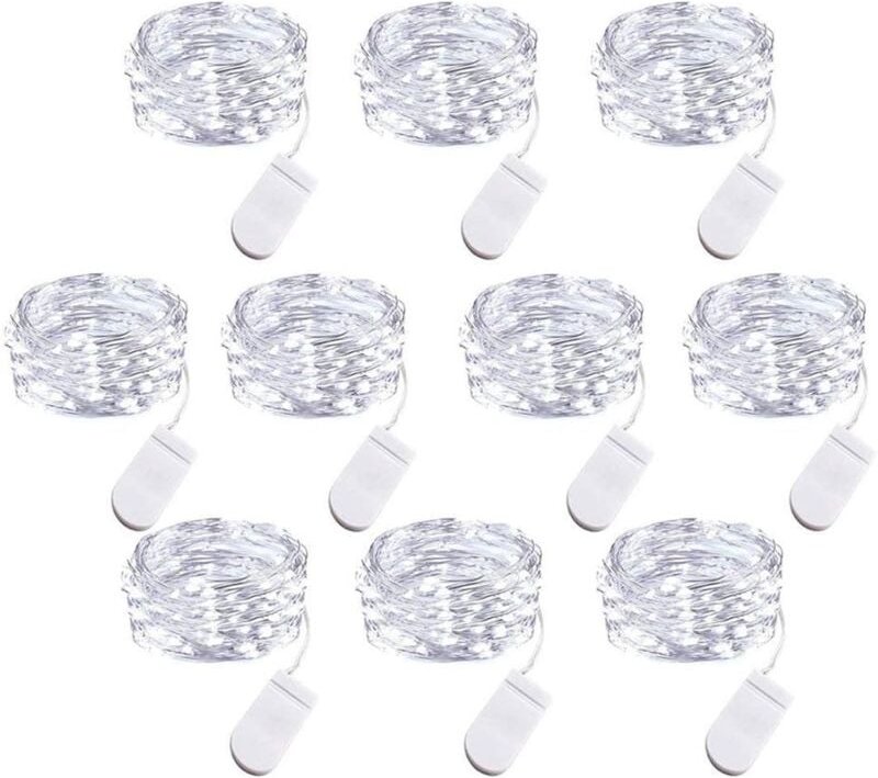 10 Stück batteriebetriebene LED-Lichterketten, 1 m Kupferdraht, 10 LED-Glühbirnen für Schlafzimmer, Zuhause, Party, Hoch...