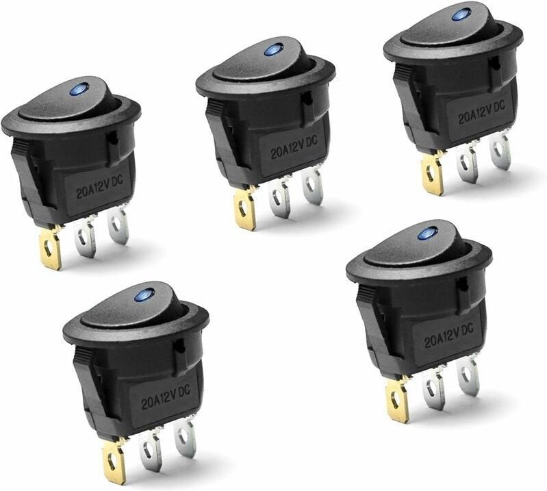 Tigrezy - Stücke dc 20A 12V runder Wippschalter für Auto Boot mit blauer led