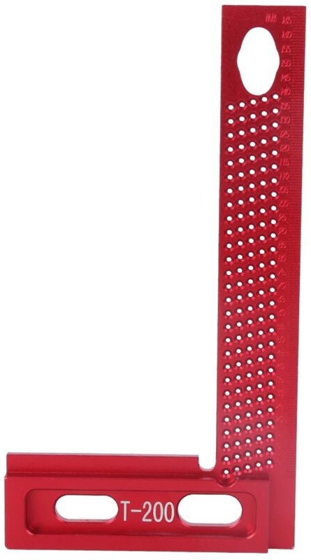 T-200 Holzbearbeitungslineal 200 mm, Lochlineal aus Aluminiumlegierung, für Holzbearbeitungswerkzeuge, Markierungshilfe ...