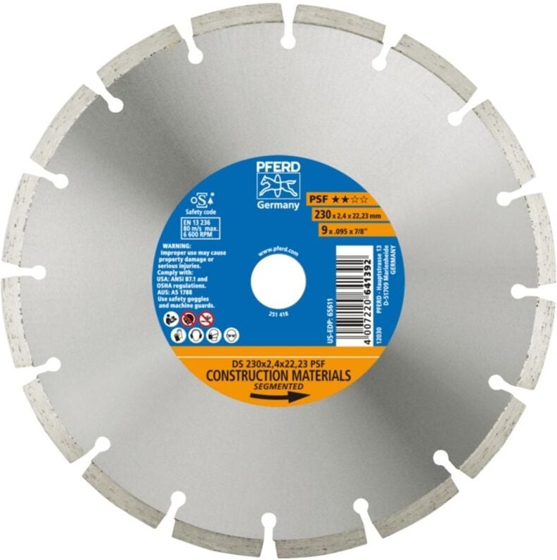 Diamant-Trennscheibe ds 230x2,4x22,23 mm psf für schnelles Trennen von Stein und Beton - Pferd