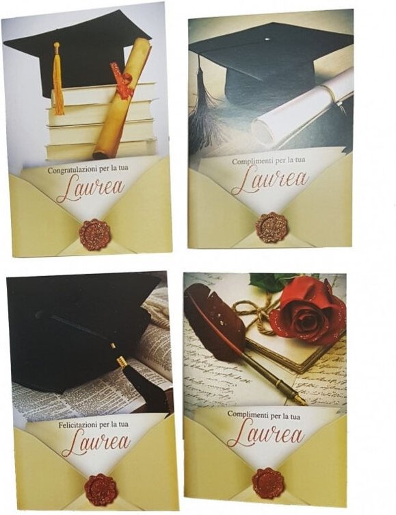 Trade Shop Traesio - Trade Shop - 2 biglietto auguri congratulations laure mit busta rosso cappello penna -