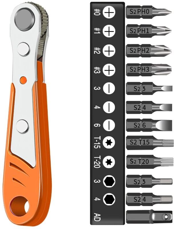 Phillips-Magnetschraubendreher, 4,5-Zoll-Mini-1/4-Ratschenschlüssel, multifunktionaler rechtwinkliger Schraubendreher mi...