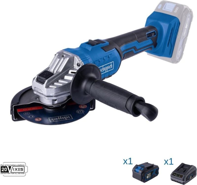 Scheppach - Winkelschleifer 20V Akku 4.0Ah und Ladegerat ixes c-ag125-x