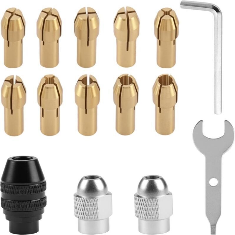 15-teiliges Dremel-Bohrfutter-Set für 4486 und 4485, kleines Bohrfutter, Adapter-Bit-Set, Dremel-Zubehör, Messing-Schlei...