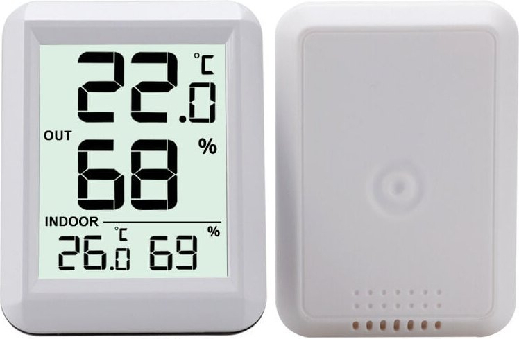 Thermomètre Intérieur et Extérieur, Thermomètre Connecté avec Capteur Extérieure sans Fil, Thermomètre Hygrometre Numéri...