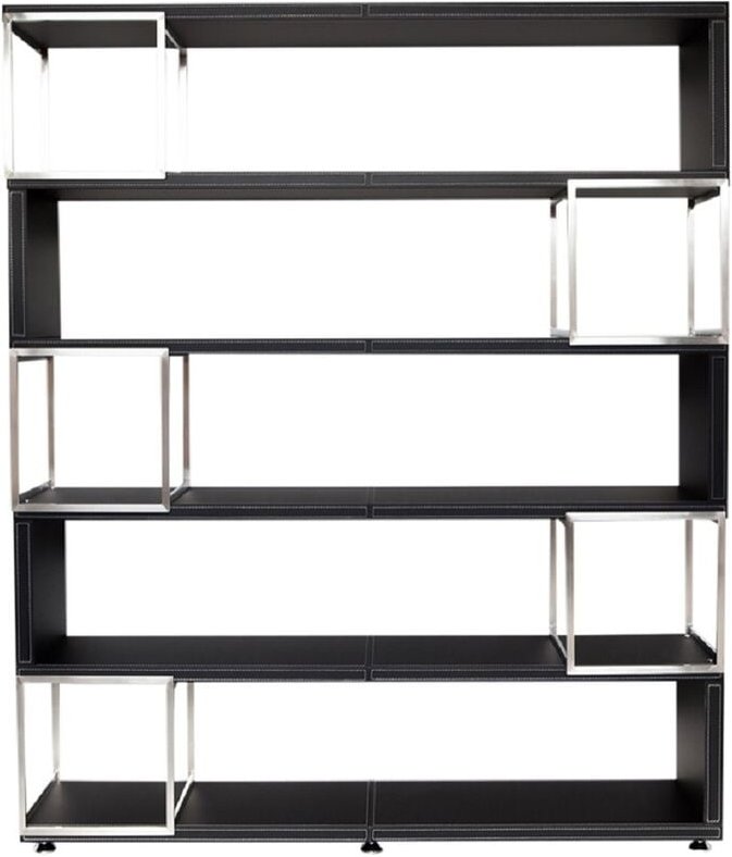 Büromöbel Aktenschrank Pavia Lederoptik Edelstahl Büro Schrank - Jet-line