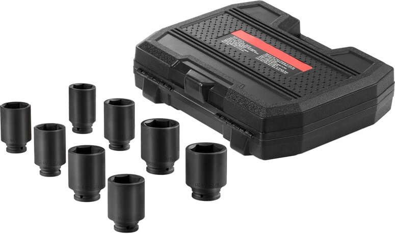 Mophorn - Achsmutter-Schlagsteckschlüsselsatz, 1/2'-Antrieb, tief, 12-kant, 8-teilig, metrisch, Spindelmutter-Steckschlü...