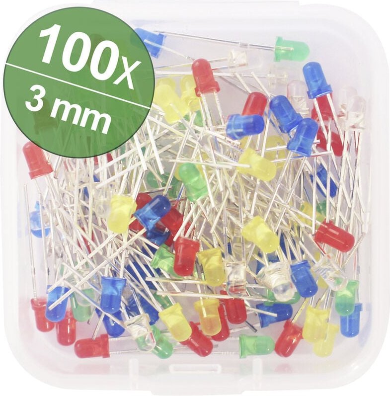 Thumbnail - LED-Sortiment Bunt 3 mm 20 mA 2 v, 3 v - Quadrios