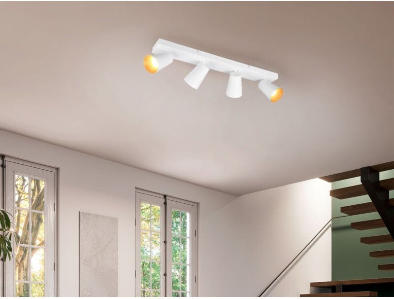 Led Deckenstrahler Weiß Gold 4-flammig, Breite 64cm