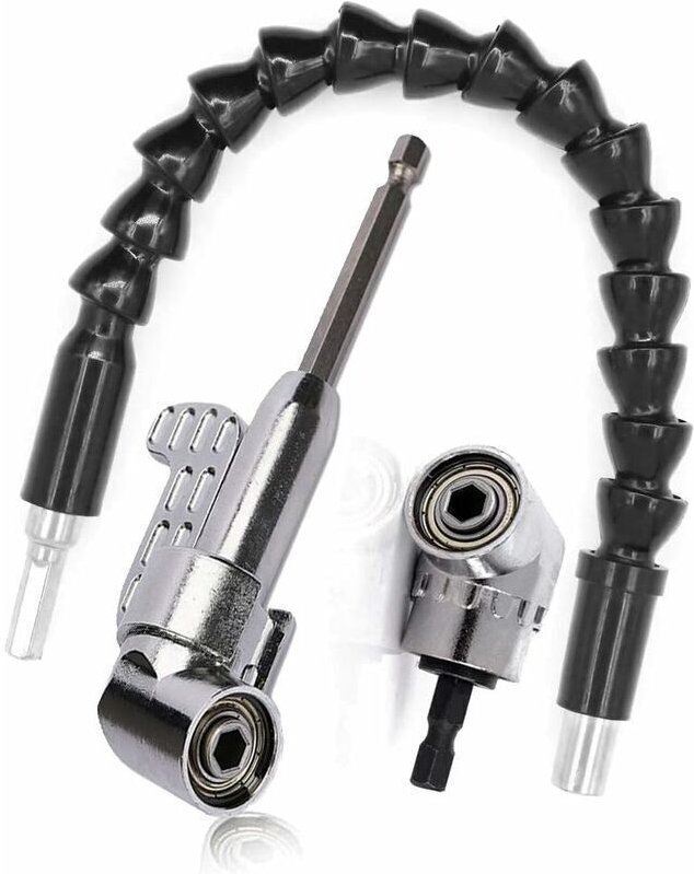 Winkelschraubendreheraufsatz, Winkelbohrer und flexibles Verlängerungsset, 105 Grad, 1/4"-Sechskantschaft
