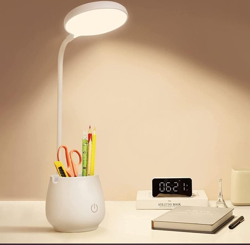 Linghhang - Wiederaufladbare kleine LED-Schreibtischlampe, augenschützendes Design, bietet 3 Farbbeleuchtungsmodi, geeig...