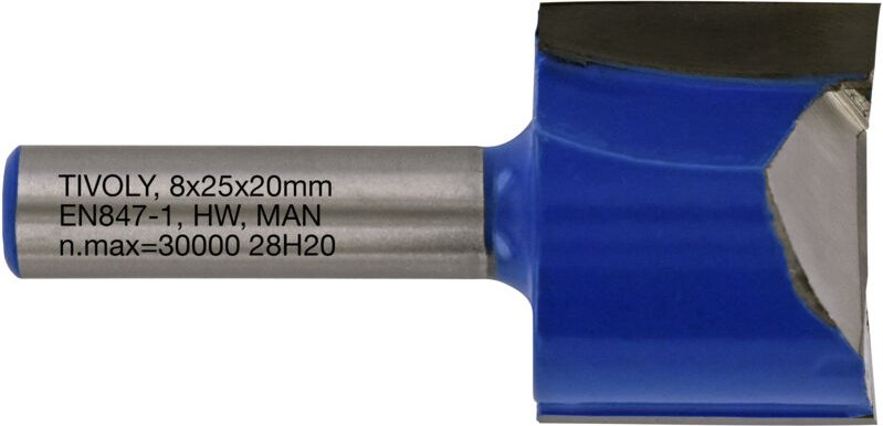 Gerader Nutfräser • Ø25 mm • 2 Hartmetallklingen • Ø8-mm-Schaft • Für die Holzbearbeitung - Tivoly