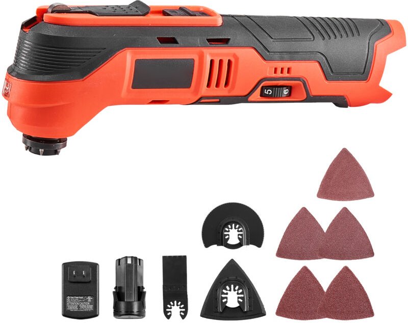 Mophorn Akku-Oszillationswerkzeug, 12-V-Multifunktionssäge mit 6-stufiger Geschwindigkeit von 6000–17500 OPM, 3,2° Schwi...