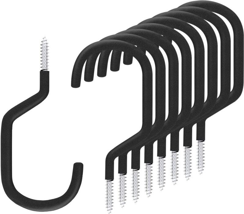 Hakenleiste zur Fahrradaufbewahrung, robuster, gummibeschichteter großer Schraubhaken zur Fahrradaufbewahrung an Garagen...