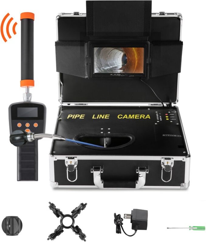Kanalkamera, 100-Fuß-Rohrinspektionskamera, 7-Zoll-1000TVL-Display, mit 512-Hz-Ortungsgerät, für die Pipeline-Inspektion...