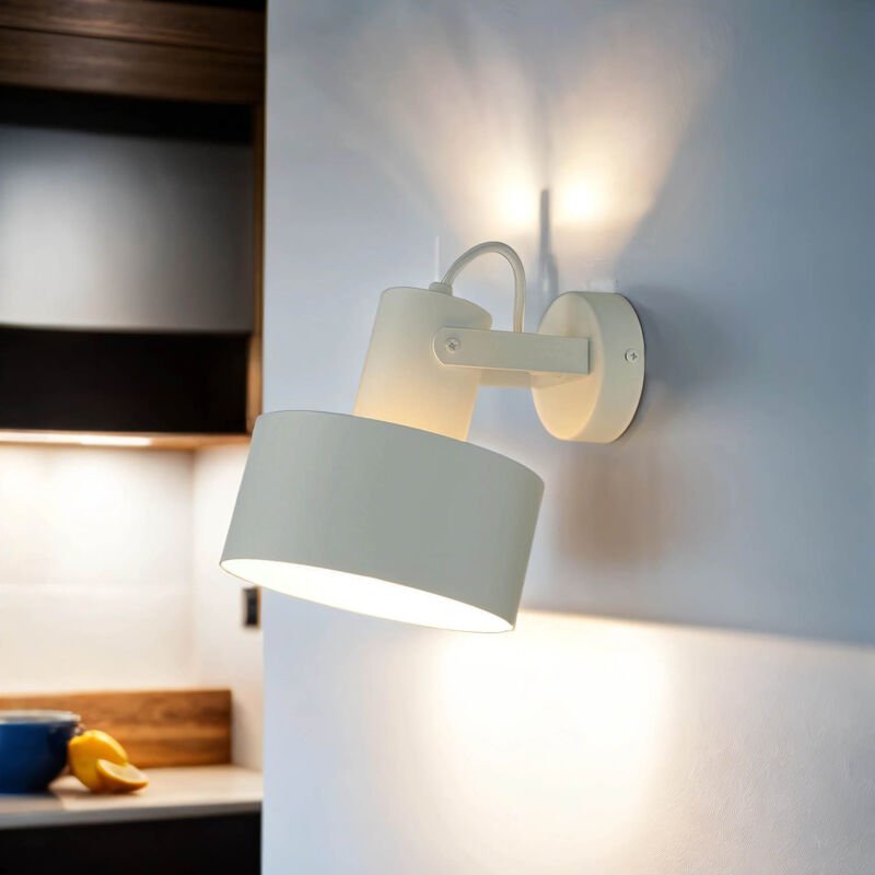 Wandspot Metall Weiß E27 verstellbar Industrial Design Wandlampe Küche