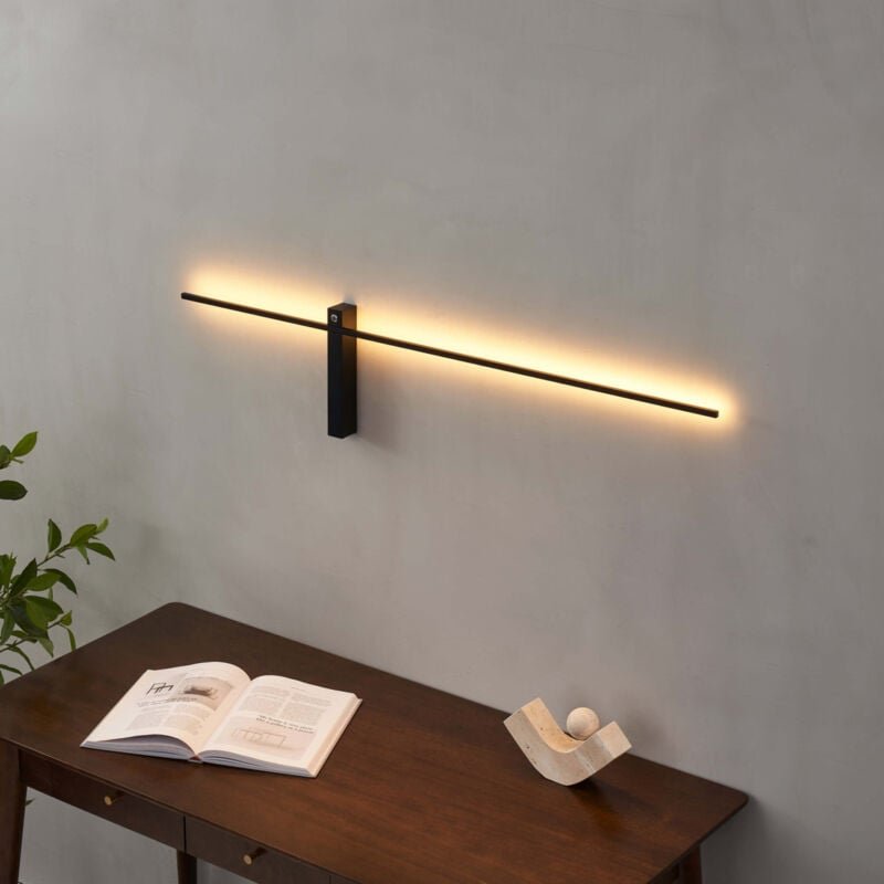 Minimalistische schwarze LED-Stab-Wandleuchte dimmbar mit Schalter - Stolia