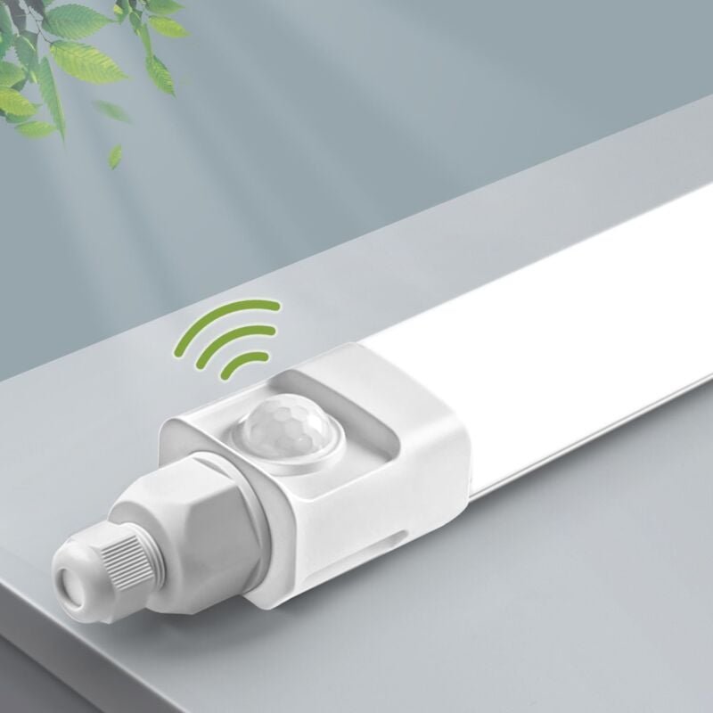 1 Stück,LED Feuchtraumleuchte 60cm mit Bewegungsmelder,18W 1800LM 4000K Deckenleuchte Sensor Röhre,Linkable Werkstattlam...