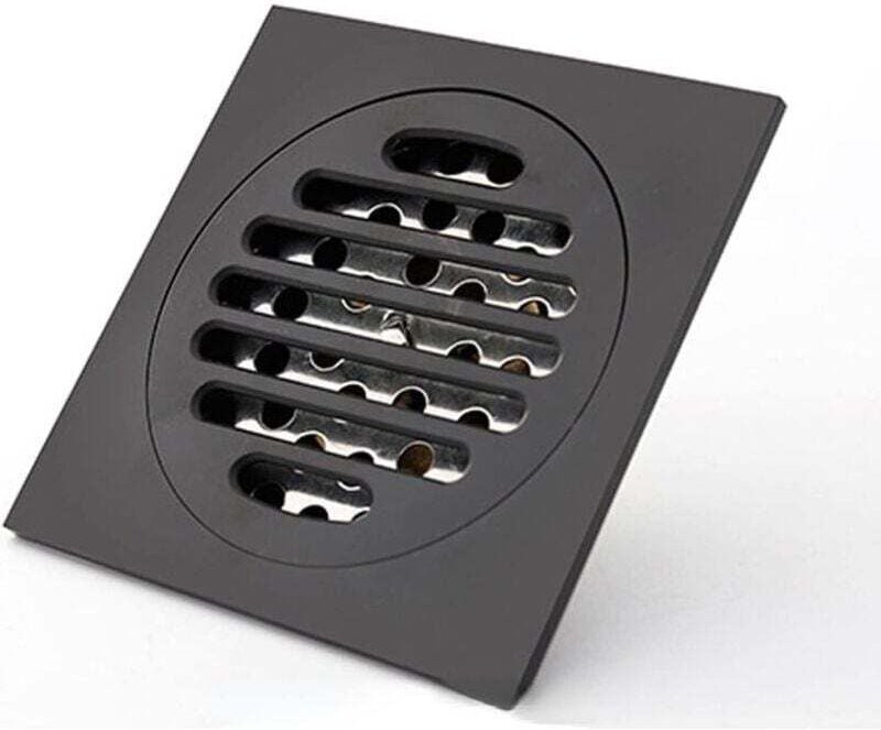 10 cm quadratischer Duschablauf aus mattschwarzem Messing, geruchshemmend, für Badewanne und Dusche, Abflussgitter, Dusc...