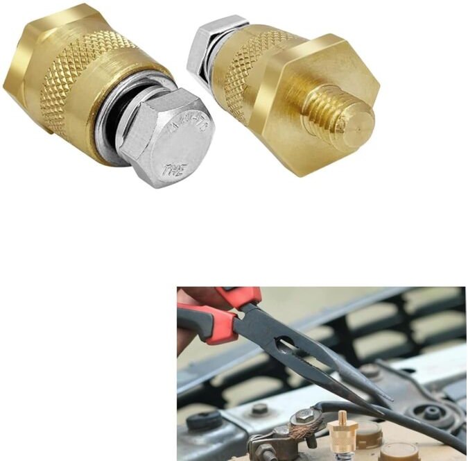 Batteriepoladapter M8,Messing M8 Batterieklemmen,Positive Negative Batteriepol mit Edelstahlschrauben und Unterlegscheib...