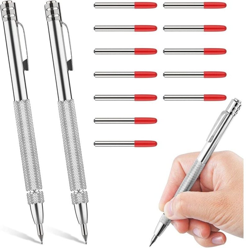 Ccykxa - Anreißwerkzeug-Set mit 2 Stück, Wolframkarbidstift, Hartmetall-Anreißnadel mit Magnet, Anreißnadel mit 12 Ersat...