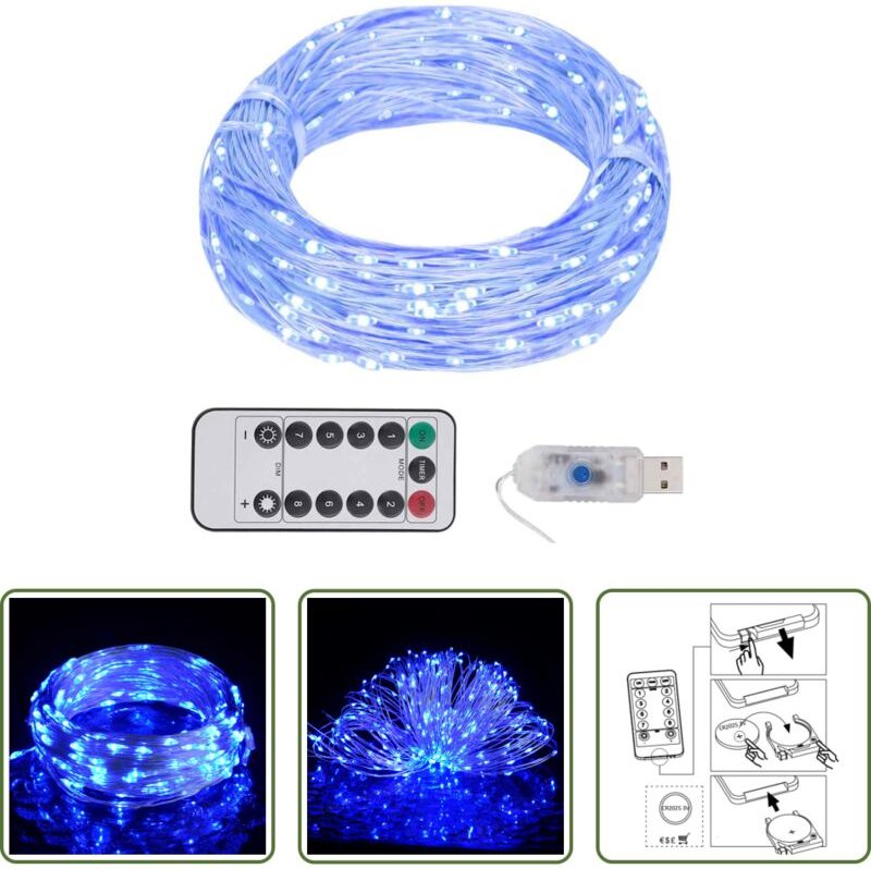vidaXL Lichterkette - LED-Lichterkette mit 300 LEDs Blau 30 m